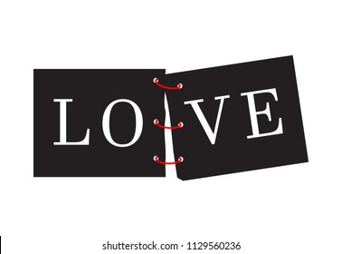 Love slogan isolated on white background. For web site, banner, poster, label and placard. Love slogan useful for cover and print materials. Creative art concept, vector illustration, eps 10