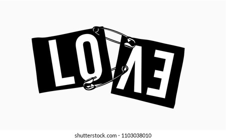 love slogan on ripped paper illustration