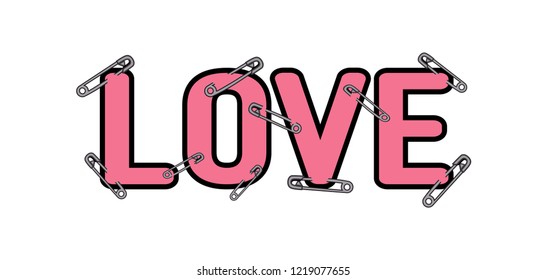 love slogan on ripped paper illustration
