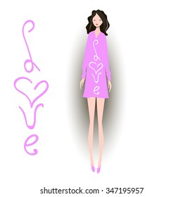 Love. Slogan print with hand writing in vector