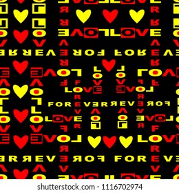 Love slogan seamless vector print.