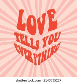 Love slogan vector design heart shape retro background graphic