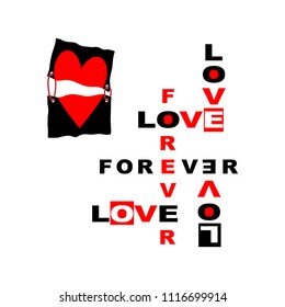 Love slogan vector print.For t-shirt or other uses,T-shirt graphics, textile graphic
