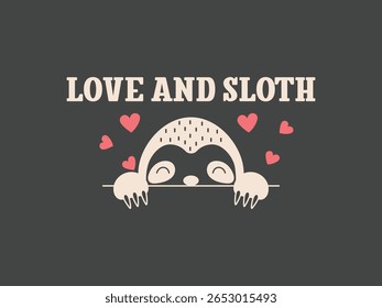 Amor e preguiça t shirt bonito e acolhedor T para os amantes de animais que levam a vida lenta