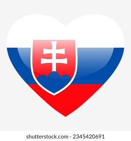 Amar la bandera de Eslovaquia, botón de glotonería de corazón de Eslovaquia, símbolo de amor de la bandera de Eslovaquia. Símbolo patriótico nacional de Eslovaquia. 