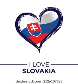 I Love Slovakia with Flag in Heart. United Kingdom love Emblem Isolated on White Background. Vector, Illustration, Isolated, Love, Background.