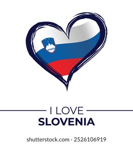 I Love Slovenia with Flag in Heart. United Kingdom love Emblem Isolated on White Background. Vector, Illustration, Isolated, Love, Background.