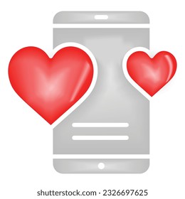  love smart phone valentine day couple  3d vector valentine icon.