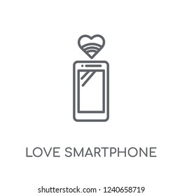 love Smartphone linear icon. Modern outline love Smartphone logo concept on white background from Birthday party and wedding collection. Suitable for use on web apps, mobile apps and print media.