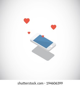 Love from smartphone - vector illustration