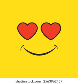 Love smile with hearts eyes. Vector illustration.