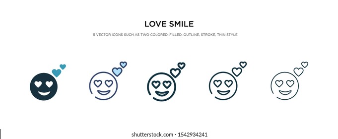 love smile icon in different style vector illustration. two color and black love smile vector icons designed in filled, outline, line and stroke style can be used for web, mobile, ui