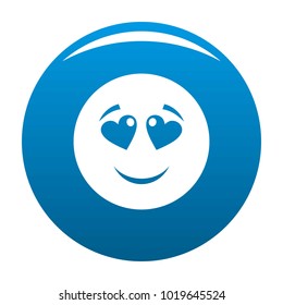Love smile icon vector blue circle isolated on white background 