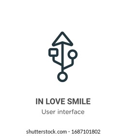 Icono vectorial de contorno de sonrisa de amor. Línea fina negra en el icono de sonrisa amorosa, vector plano ilustración de elemento simple de la interfaz de usuario editable concepto de trazos aislados en fondo blanco