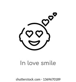 in love smile vector line icon. Simple element illustration. in love smile outline icon from user interface concept. Can be used for web and mobile