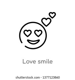 love smile vector line icon. Simple element illustration. love smile outline icon from smileys concept. Can be used for web and mobile