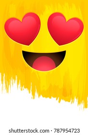 In Love smiley face on yellow paint wall vector illustration