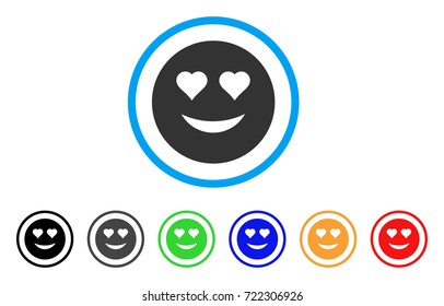 Love Smiley icon. Vector illustration style is a flat iconic love smiley symbol with black, grey, green, blue, red, orange color variants. Designed for web and software interfaces.
