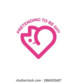 love and smiling cat logo vector