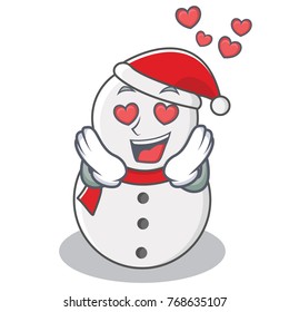 In love snowman character cartoon style