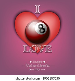 I love soccer. Happy Valentines Day. Design pattern on the football theme for greeting card, logo, emblem, banner, poster, flyer, badges, t-shirt. Vector illustration