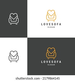 Love Sofa Logo Icon Design Template 