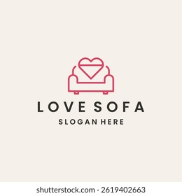 Love sofa logo vector icon illustration style