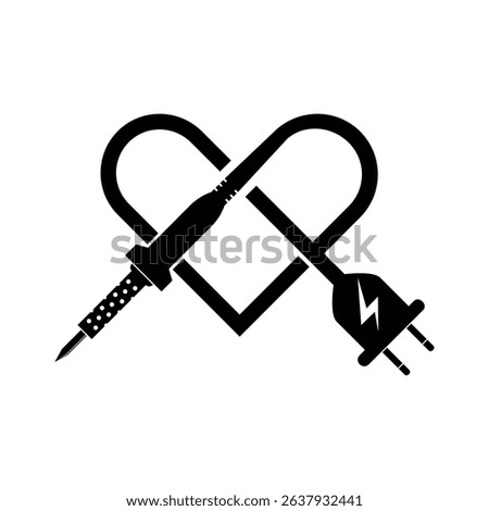 Love soldering iron logo design template