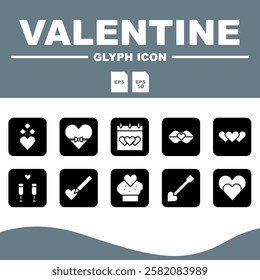  Love Solid Editable Icons set, Valentine's icon with a sharp and clear solid design, perfect for social media and promotional campaigns.