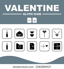  Love Solid Editable Icons set, Valentine's solid icon set with a wide variety of symbols of affection, perfect for branding and marketing.