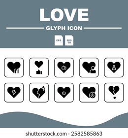 Love Solid Editable Icons set, A solid editable love icon pack that includes a wide variety of romantic designs, perfect for digital decoration and illustration.