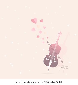 Love song with cello, vector illustration