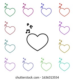 Love song with heart multi color style icon. Simple thin line, outline vector of heartbeat icons for ui and ux, website or mobile application