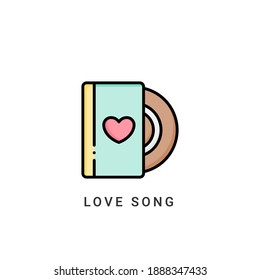 love song icon vector illustration. love song icon Lineal Color design.