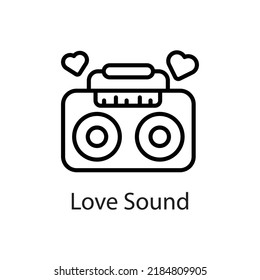 Love Sound vector Outline Icon Design illustration on White background. EPS 10 File 