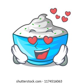 In love sour cream in a character bowl