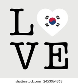 I Love South Korea flag heart icon vector illustration