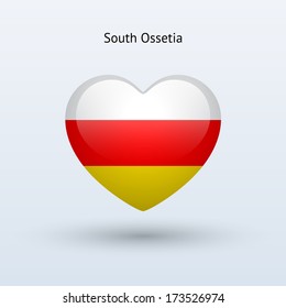 Love South Ossetia symbol. Heart flag icon. Vector illustration.