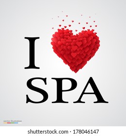 i love spa, font type with heart sign.