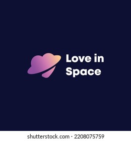 Logotipo Love in Space, Planet Heart, Heart and Saturn logo Design Vector