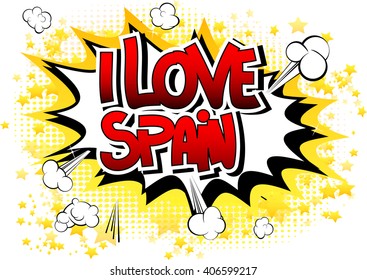 I Love Spain - Comic book style word