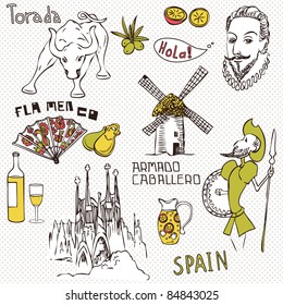 Love Spain, doodles symbols of Spain.