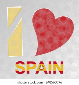 I Love Spain, heart and text with flag. Valentine.