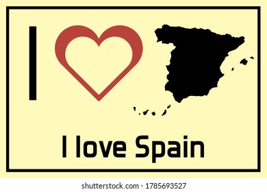 I love Spain isolated vector map silhouette