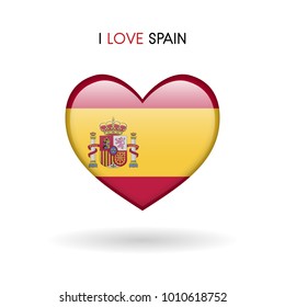 Love Spain symbol. Flag Heart Glossy icon on a white background isolated vector illustration eps10