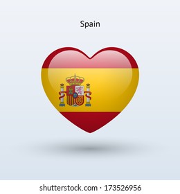Love Spain symbol. Heart flag icon. Vector illustration.