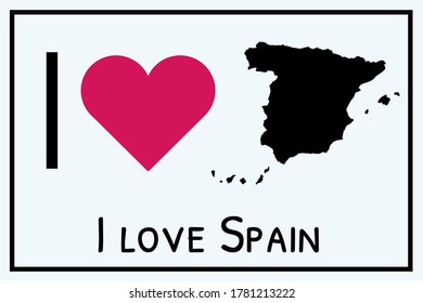I love Spain  vector map silhouette