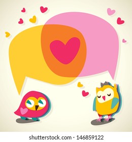 Love speech bubble with cute owl.