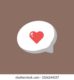 Love Speech Bubble Icon Flat Vector. Love symbol. Valentine's Day sign, emblem isolated on background with shadow, Flat style for graphic and web design, logo.