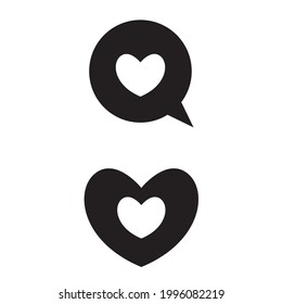 Love in speech bubble icon, heart icon, Message bubble love icon isolated on white background,vector illustration. 